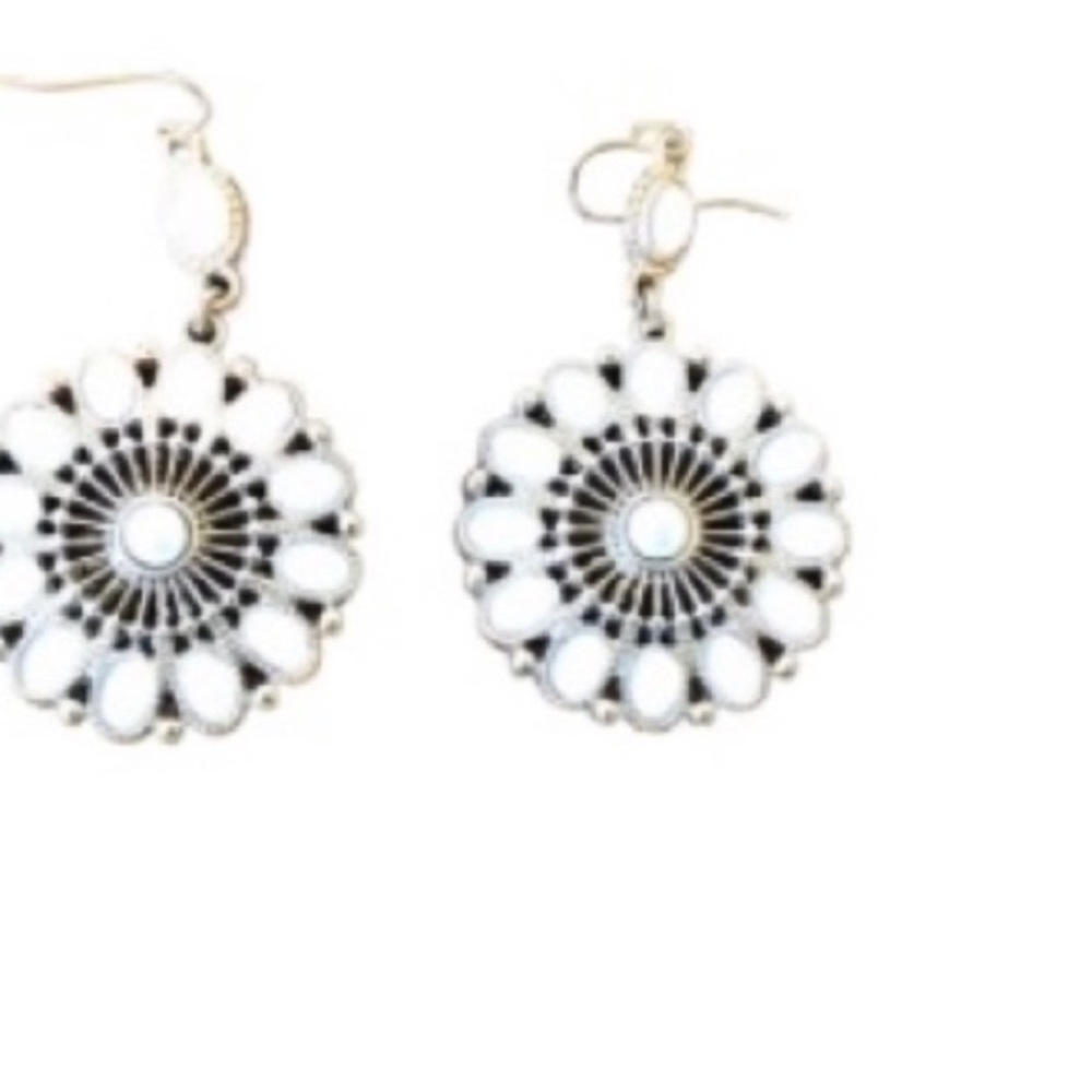 Lord & Taylor White Opalescent Circular Boho Earrings - Picture 6 of 7
